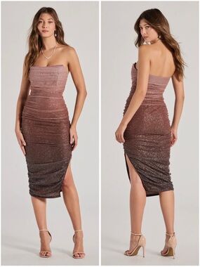 Windsor Effortless Dazzle Ombre Glitter Mesh Midi Dress 🤍⚜️🔲